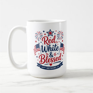 Red, White & Blessed 4th of July Patriotic  Coffee Mug