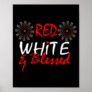 Red White Blessed-4th Of July Usa Independence Day Poster