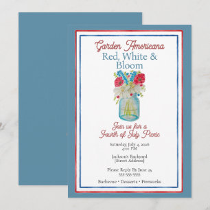 Red, White & Bloom Fourth of July Invitation