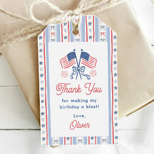 Red, White & Blue 4th of July 1st Birthday Gift Tags