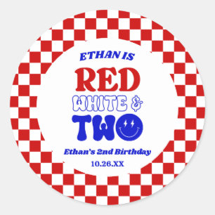 Red White & Blue 4th of July 2nd Birthday Party Classic Round Sticker