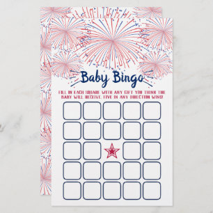 Red, White & Blue 4th Of July Baby Shower Bingo