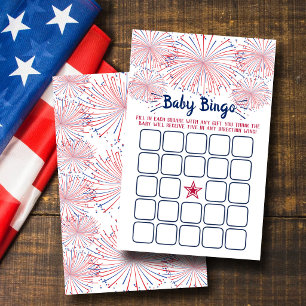 Red, White & Blue 4th Of July Baby Shower Bingo