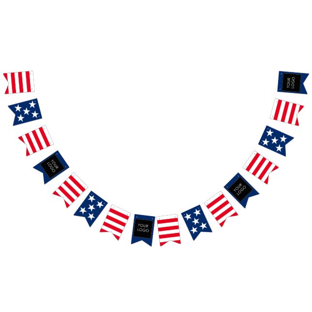 Red White Blue 4th of July Business Company Logo Bunting (All)