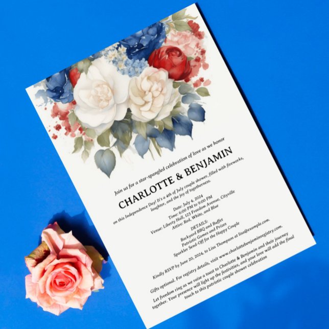 Red White & Blue 4th of July Couple Shower Invitation (Creator Uploaded)