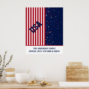 Red White Blue 4th of July Family Independence Day Poster