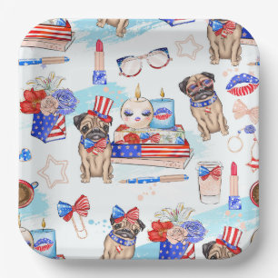 RED WHITE BLUE 4TH OF JULY ITEMS PAPER PLATE