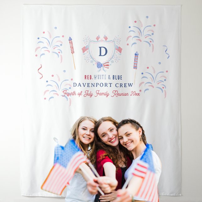 Red White & Blue | 4th of July Reunion Backdrop Tapestry (Creator Uploaded)