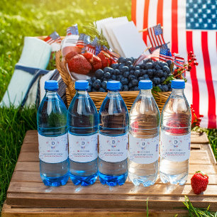 Red White & Blue   4th of July Reunion Water Bottle Label