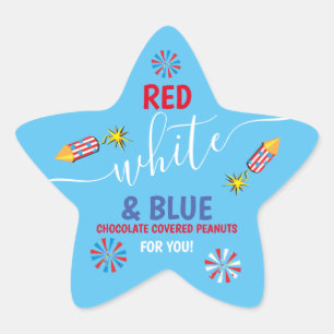 red, white & blue 4th of July Star Sticker