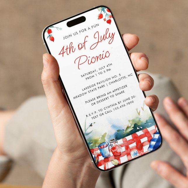 Red White Blue 4th of July Summer Picnic Invitation (Creator Uploaded)