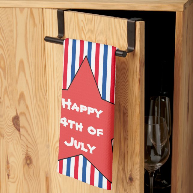 Red White Blue 4th of July  Tea Towel (Thirds Fold)