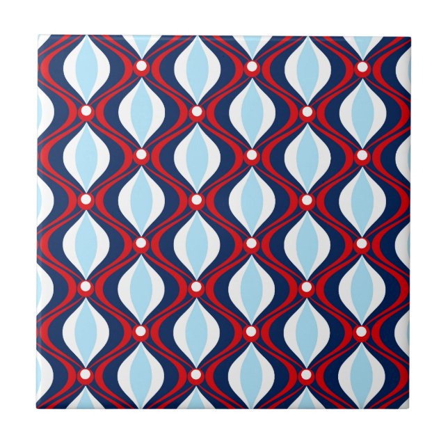 Red, White, & Blue 70s Retro Tile (Front)