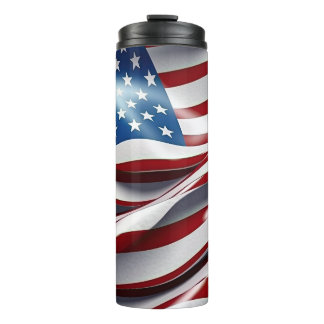 RED WHITE BLUE ABSTRACT AMERICAN FLAG THERMAL TUMBLER