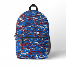 Red White Blue Abstract Printed Backpack