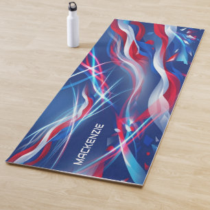 Red White Blue Abstract with Your Name Yoga Mat