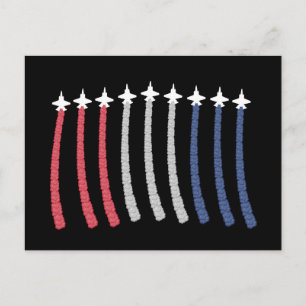 Red White Blue Air Force Flyover 4th Of July Postcard