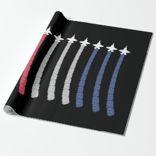 Red White Blue Air Force Flyover 4th Of July Wrapping Paper