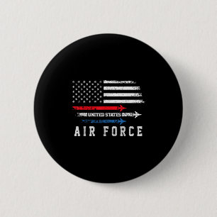 Red White Blue Air Force Flyover Proud American In 6 Cm Round Badge