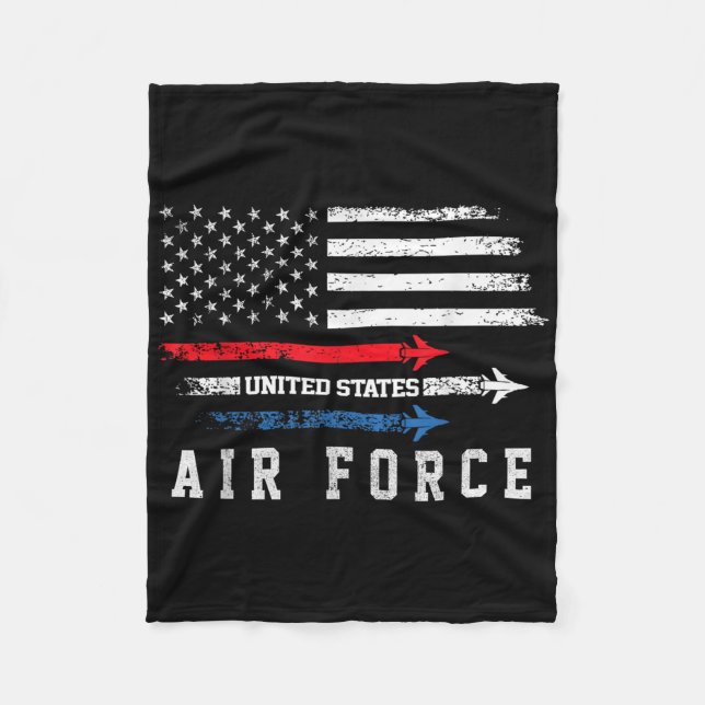 Red White Blue Air Force Flyover Proud American In Fleece Blanket (Front)