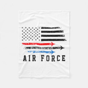 Red White Blue Air Force Flyover Proud American In Fleece Blanket