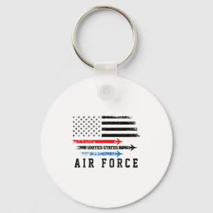 Red White Blue Air Force Flyover Proud American In Key Ring