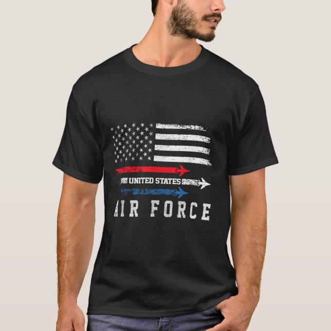 Red White Blue Air Force Flyover Proud American In T-Shirt (Front)