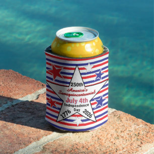 Red White Blue America 250th Independence Day  Can Cooler
