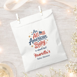 Red White Blue American Baby Shower Text Design Favour Bags