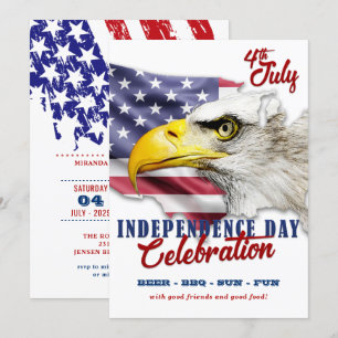 Red, White & Blue American Eagle 4th Of July Party Invitation