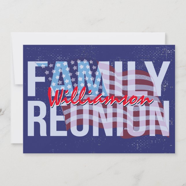 Red White Blue American Flag Family Reunion Invitation (Front)