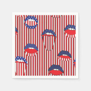 Red White Blue American Flag Mouth Napkin