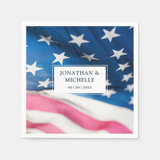Red White Blue American Flag Patriotic Wedding Napkin (Front)