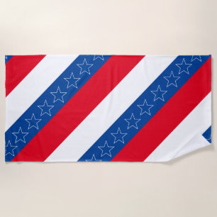 Red, white, & blue American patriotic Beach Towel