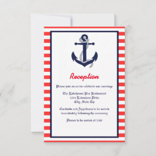 Red White & Blue Anchor - Reception Invitation