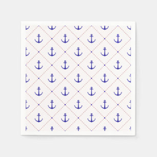 Red White Blue Anchors Away Boating Napkin