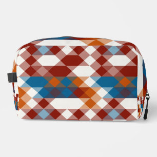 red white blue and orange geometric dopp kit