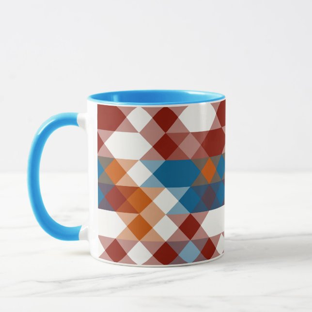red white blue and orange geometric mug (Left)