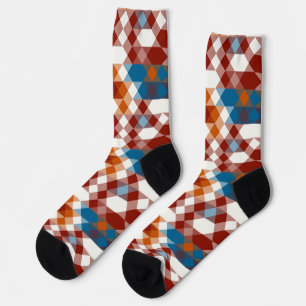 red white blue and orange geometric socks