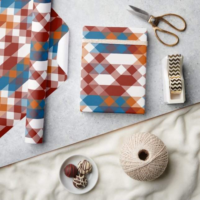 red white blue and orange geometric wrapping paper (Crafts)