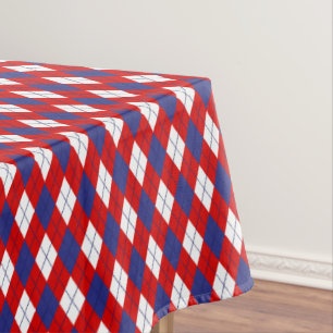 Red,White,Blue Argyle 1-52x70 COTTON TABLECLOTH