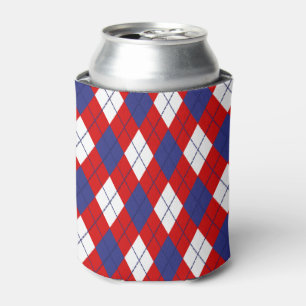 Red,White,Blue Argyle 1-DRINK CAN COOLER