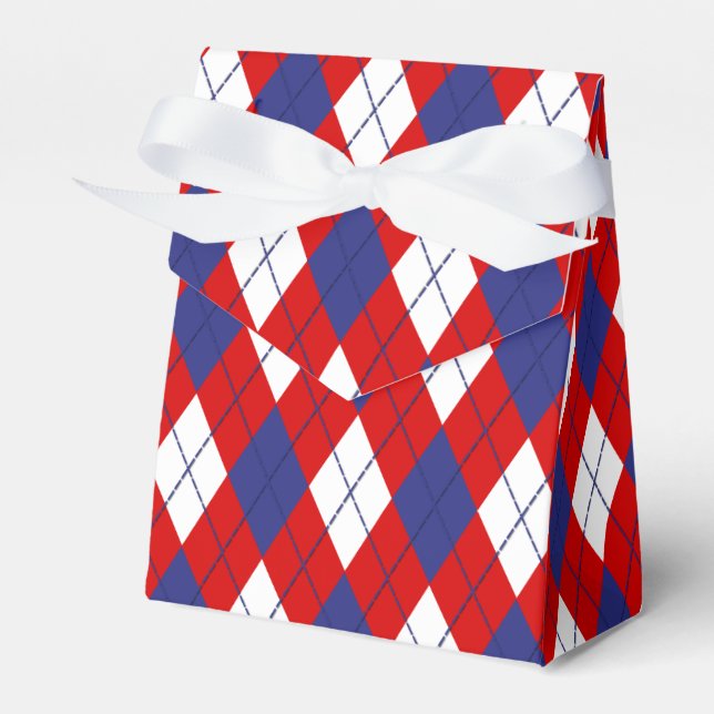 Red, White, Blue Argyle 1-FAVOR BOX tent (Front Side)