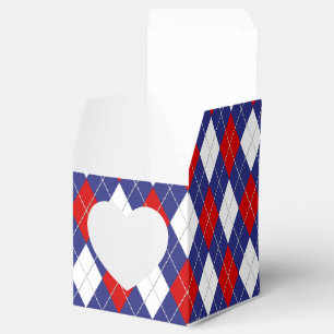 Red,White,Blue Argyle 2-PARTY FAVOR BOX,hrt box