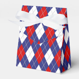 Red,White,Blue Argyle 2-PARTY FAVOR BOX,tent Favour Box