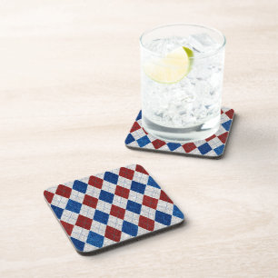 Red, White, Blue Argyle July 4 Glitter Coaster
