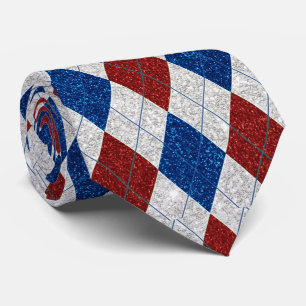 Red, White, Blue Argyle July 4 Glitter Tie