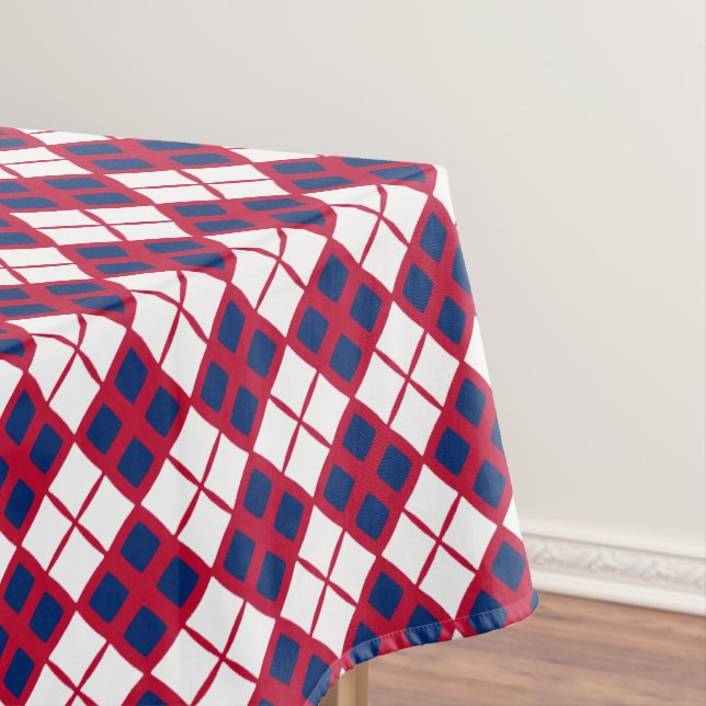 Red, White & Blue Argyle Tablecloth (In Situ)