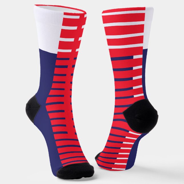 Red White Blue Bands Crew Socks (Angled)
