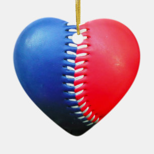 Red White & Blue Baseball Ceramic Tree Decoration